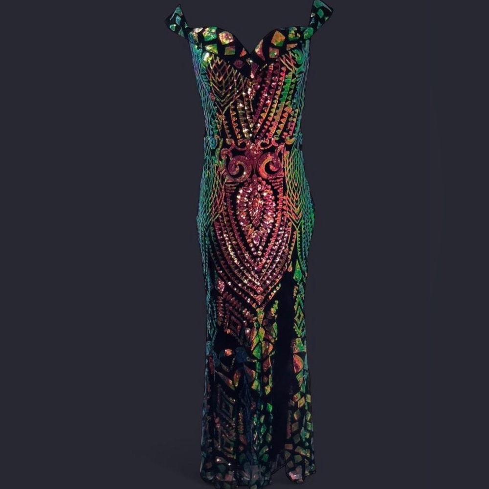 Giffniseti Multi-Color Sequin Evening Gown